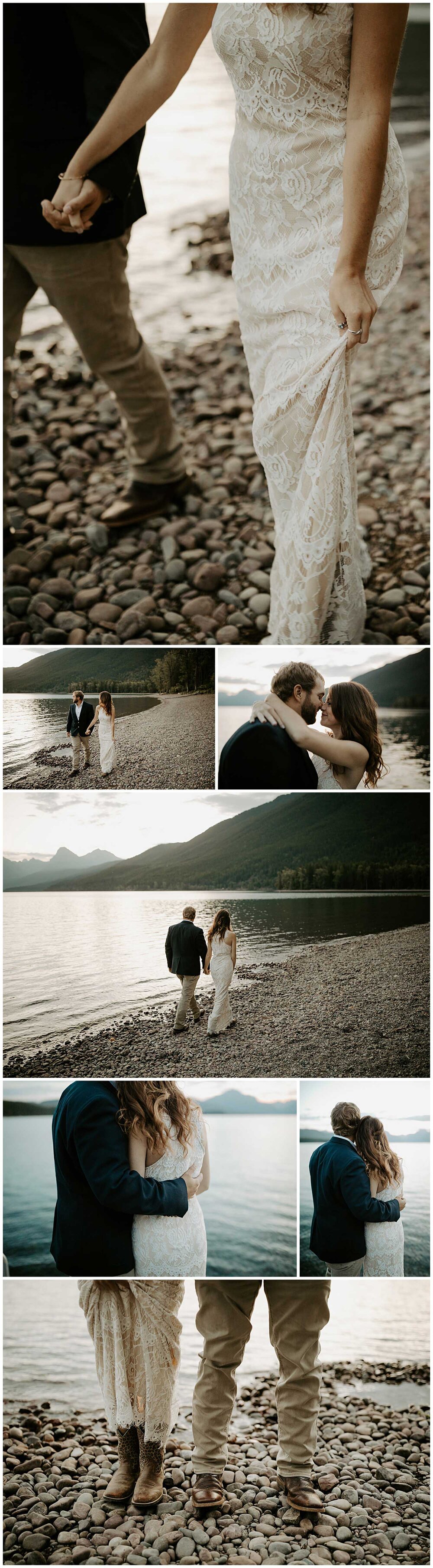 The blue hues gave me life! A romantic moment along the shore of Lake McDonald before their ceremony.