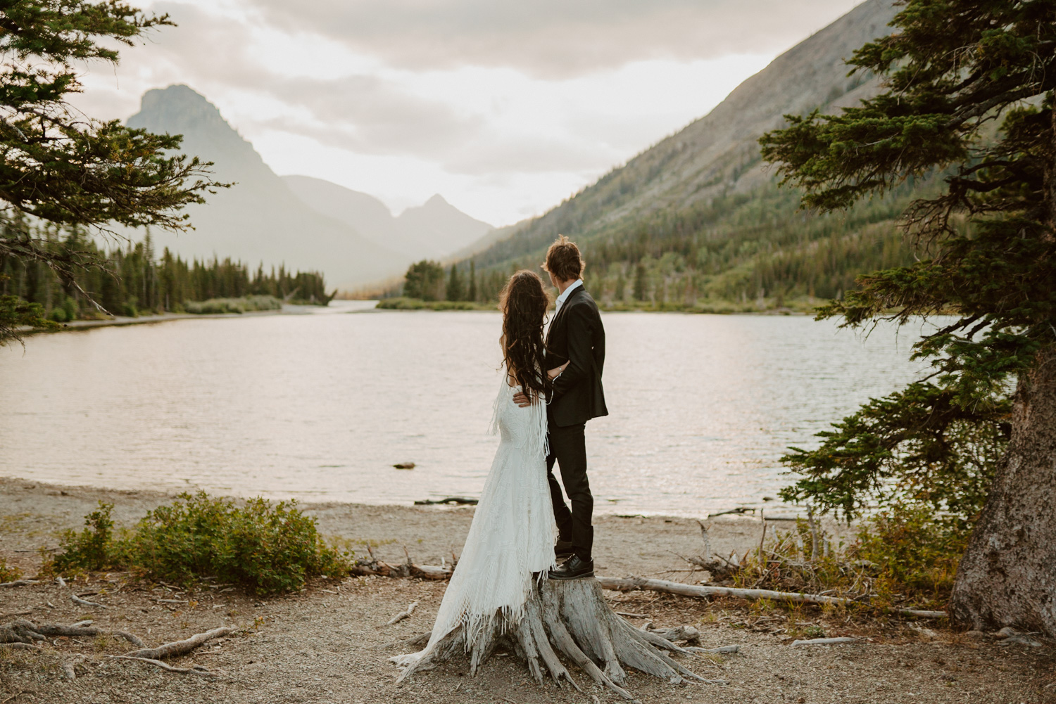 A couple during their elopement day in the Two Medicine area of Glacier National Park.